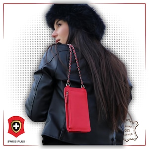 Funda para teléfono móvil tipo billetera 2 en 1 | Bolso bandolera | Monedero para teléfono con tarjetero | Cartera de viaje | - 100 % cuero