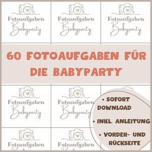 Babyparty – Fotospiel – Baby Shower – Fotoaufgaben – 60 Karten – Fotos – Digital Download – PDF – Deutsch – Geschenkidee – Erinnerungen – A4