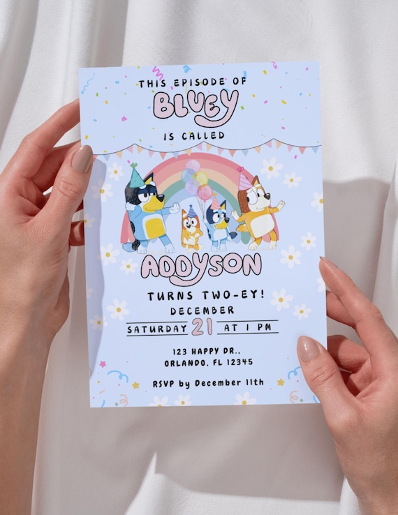 Bluey Birthday Invitation: Editable Girl Party Template (Digital)