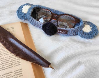 Personalized Crocheted Koala Eyeglass Holder, Cute Animal Glasses Organizer, Amigurumi Eyeglass Tray