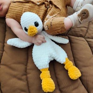 Handmade Duck Lovey Snuggler, Soft Plush Comfort Goose Toy for Babies and Toddlers