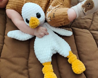 Häkeln Dumme Gans Lovey, weicher Plüsch Komfort Ente Kuscheltier für Babys und Kleinkinder
