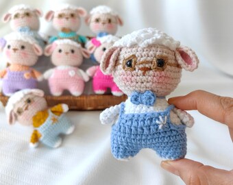 Mini Crochet Sheep Doll with Glasses: Handmade Amigurumi Toy