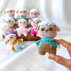 Customizable Cute Fluffy Plushie Amigurumi Sheep, Coton Crochet Lamb
