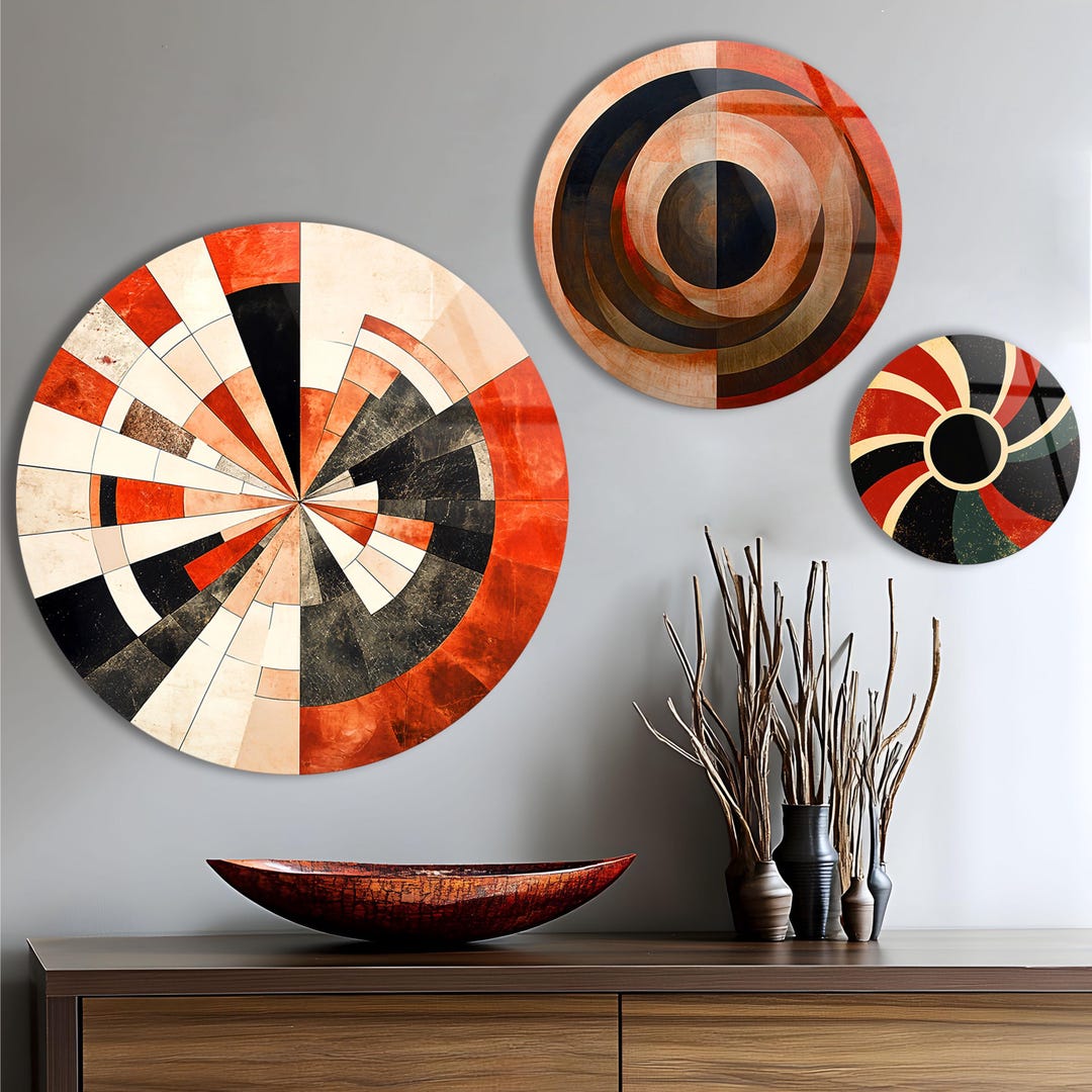 3 Piece Round Wall Art Set-glass Printing Wall Art Prints on Glass Wall ...