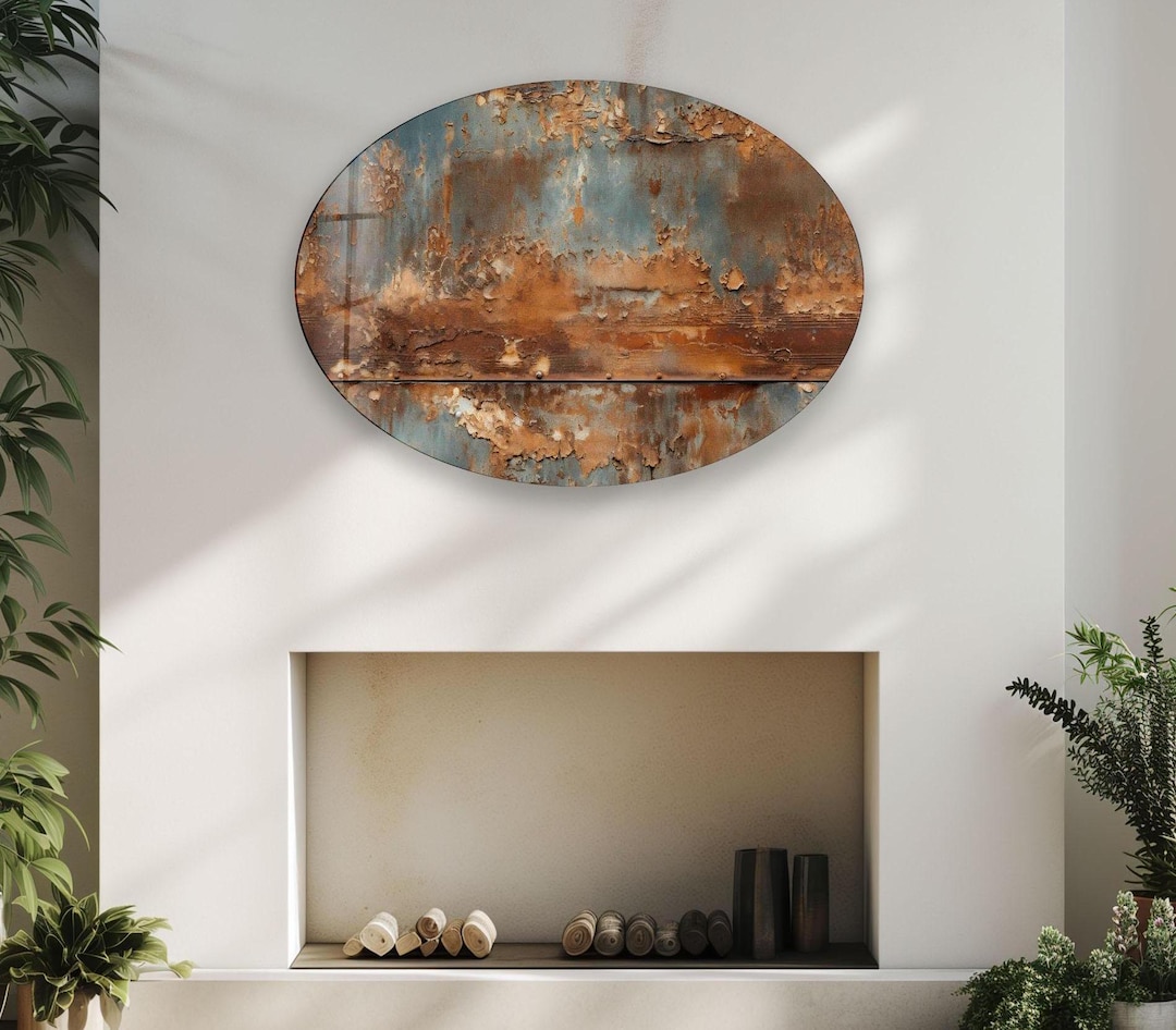 Tempered Glass Wall Art Decor-oval Wall Art-rustic Wall Art for Living ...