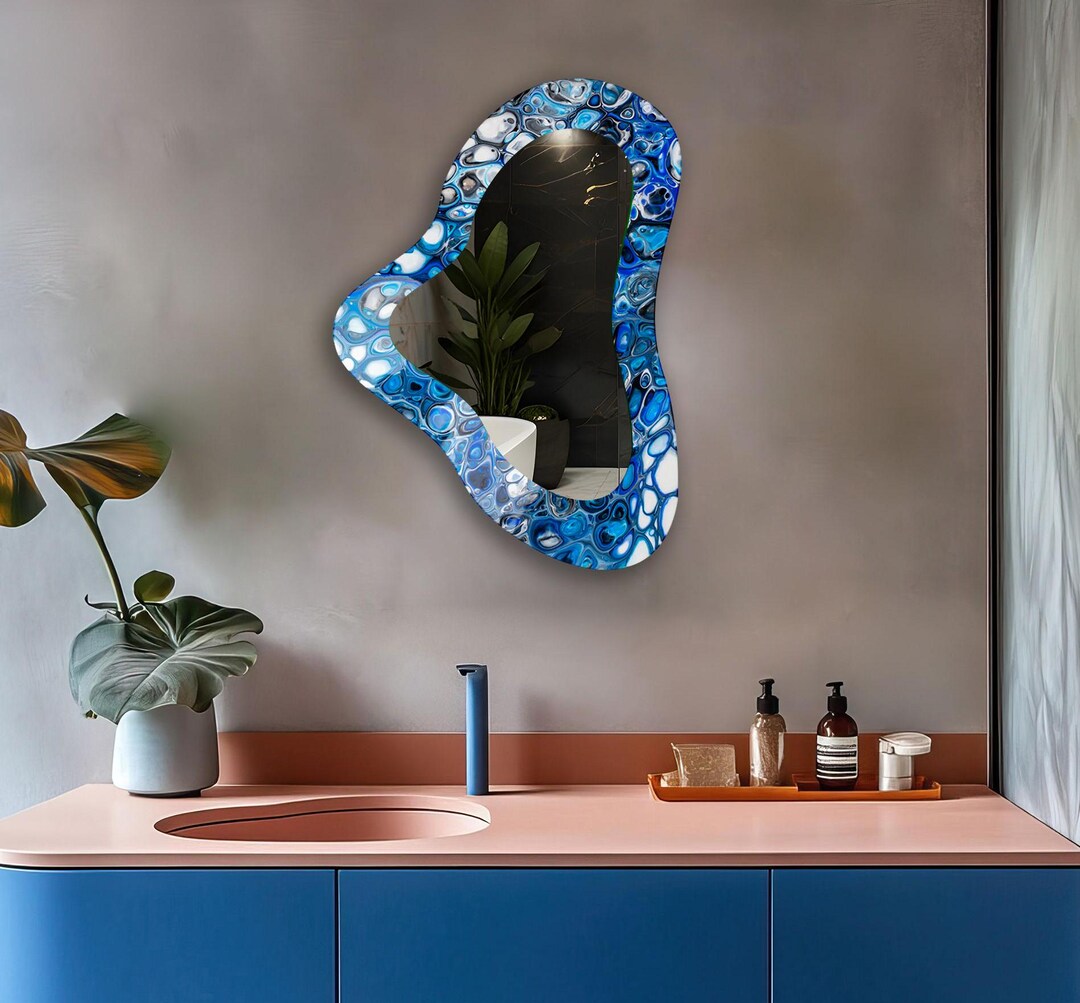 Blue Bathroom Mirrors-art Deco Mirrors for Living Room-artistic Wall ...