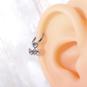 16G Titanium Mini Bat CZ Helix Earring, 8mm Silver Rook Hoop Earring, Gold Cartilage Ring Clicker, Hinged Conch Earrings, Ear Piercing
