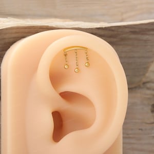 Pendiente colgante de bola pequeña de titanio de 16 g, 6 mm, 8 mm, 10 mm, pendiente de hélice y trago de plata y oro, perforación de caracola con rosca interna, fácil de insertar y quitar