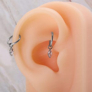 Pendiente de hélice de titanio de 16 g con circonita cúbica, pendiente de Daith de plata de 8 mm, aro para tabique, aro de hélice dorado con cierre de clic, anillo de nariz con bisagra, joyería para piercing