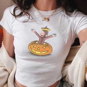 Curious George Graphic Shirt - Halloween Kids Shirt,  Kids Y2K Cartoon Shirt, Nostalgic Cartoon Baby Tee, 90s Style Cartoon Tee, Monkey Tee