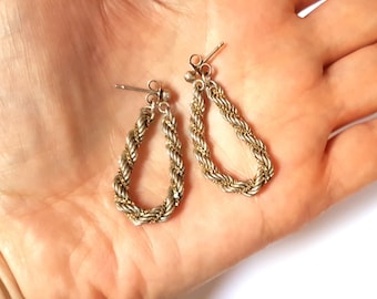 Sterling silver rope twist earrings vintage Milor Italy gold vermeil
