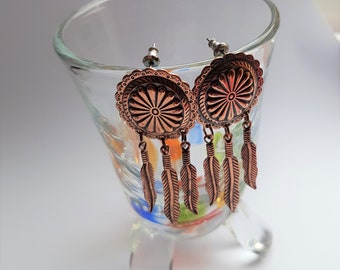 Vintage copper earrings Southwestern Navajo American dangly