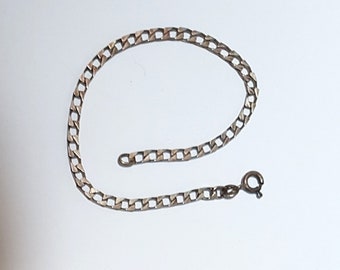 Silver bracelet sterling vintage curb chain light 18.5 cm long