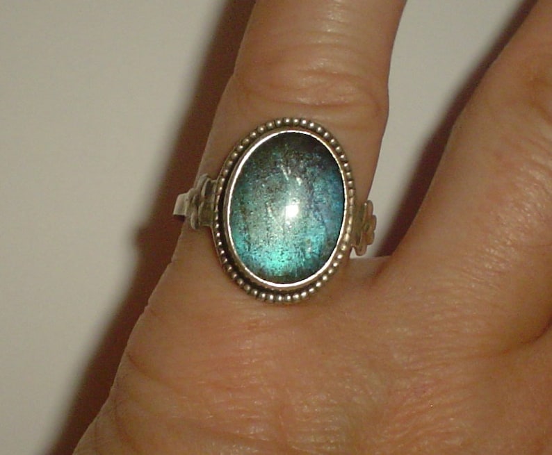 Silver ring sterling butterfly wing Deco vintage size 8 UK Q