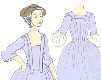 Open Robe 1730-1760 dress pattern (18th Century)