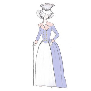 Französische Revolution, 1790s Schnittmuster, Schnittmuster von Redingote (18th Century)