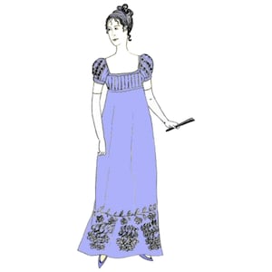 1805-1815 Regency Abendkleid Schnittmuster