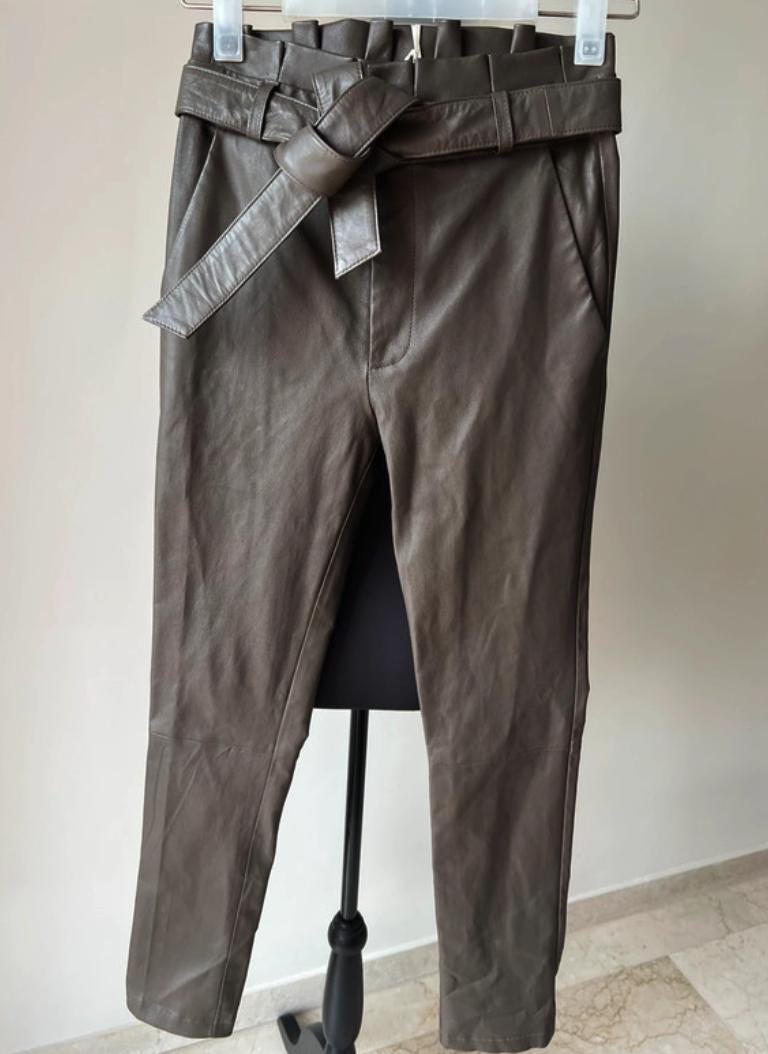 Brown leather pants – EST'SEVEN – Size XS / 34 – New with tags