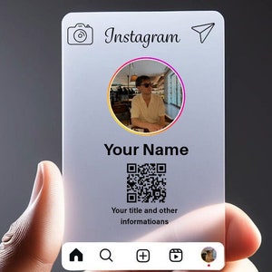 Cartões de visita do Instagram, Transparente, IG, Cartões de visita para mídias sociais, IG, Frosty, Plástico, Frosty, Em relevo, Acrílico, Pvc, Fosco
