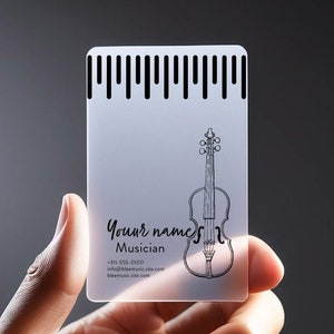 Biglietto da visita per insegnante di musica Design personalizzato Carta in plastica per biglietti da visita in PVC per qualsiasi design Carta trasparente per insegnante di musica