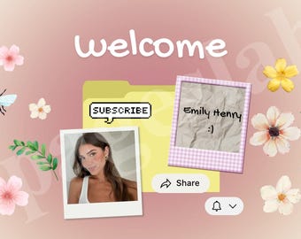 Youtube intro template summer polaroid folder flowers