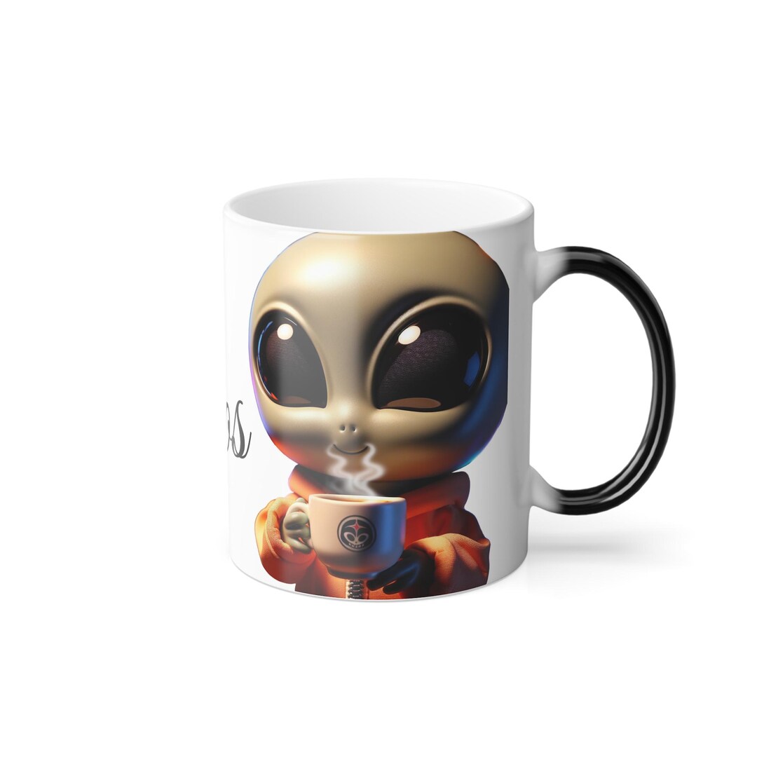 Alien Graphic Mug, Color Morphing Mug, Holiday Gift, Cute Decor Design ...