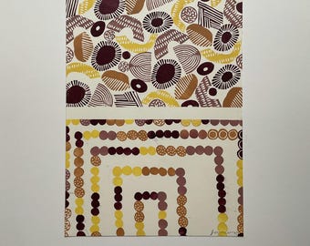 Stempelpagina uit een schetsboek, handgestempelde afdruk, wanddecoratie, muurkunst
