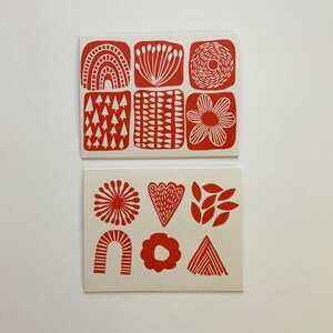 Fun Shapes Card-Hand Printed Hand Stamped Greeting Card-linoleum cut blank card-handmade cards-all occasion cards-greeting cards-set of 2