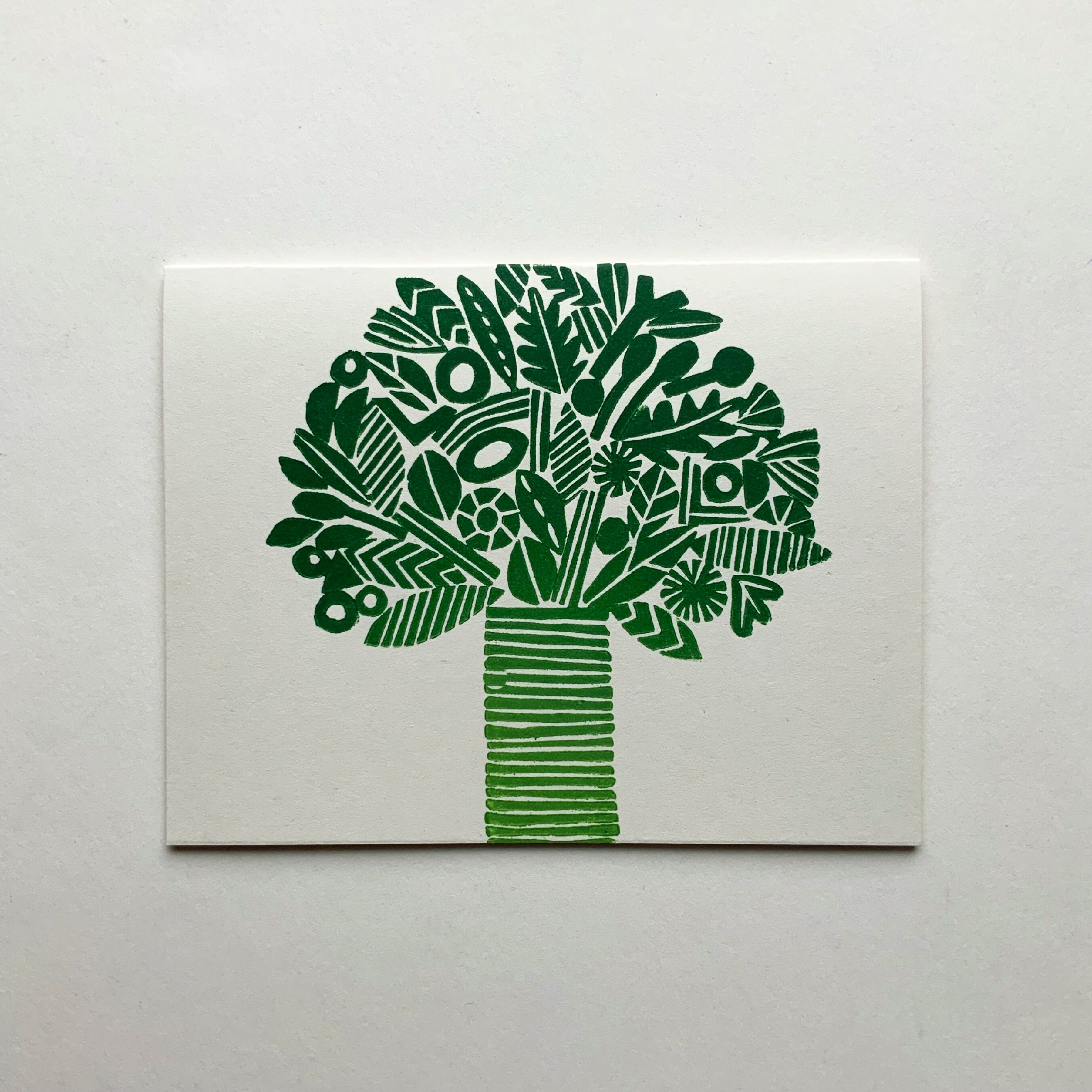 Tree Card-Hand Printed Hand Stamped Greeting Card-linoleum cut blank card-handmade cards-all occasion cards-greeting cards