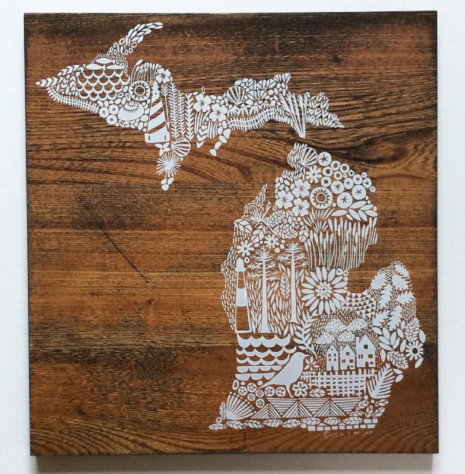 Screen Print of Michigan Onto Reclaimed Repurposed Wood Etsy