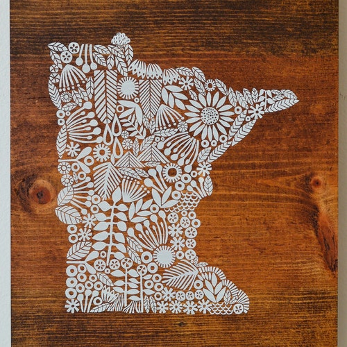 Screen Print of Minnesota Onto Reclaimed Repurposed Wood Etsy