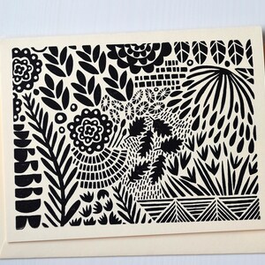 Rain Garden Card-Hand Printed Hand Stamped Greeting Card-blank card-handmade cards-all occasion cards-greeting cards