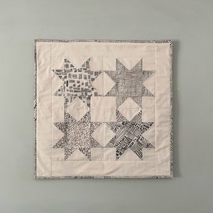 Star Quilt Wall Hanging, star wall art, handprinted fabric wall hanging