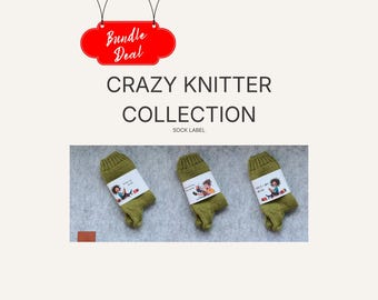 3 x Strumpfetikett „Verrückte Strickerin“