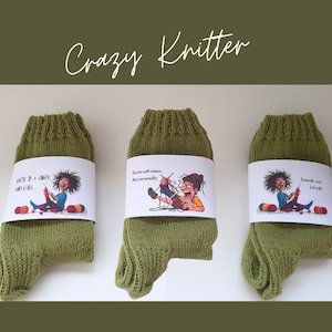 3 Sock Labels &quot;Crazy Knitter Label&quot;