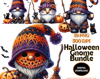 Halloween kabouter clipart set 19 PNG 300 DPI Halloween kabouters clipart commercieel gebruik aquarel Halloween leuke Halloween kabouter pompoen clipart