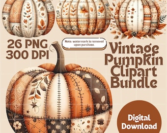 Vintage Watercolor Pumpkin Clipart Bundle Set 26 PNG 300 DPI Autumnal Clipart Autumn Watercolor Pumpkin Clipart Falling Pumpkins Clipart