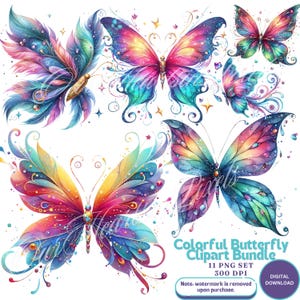 Schmetterling Clipart Bundle 11 PNG | Lebendige Aquarell Schmetterling Clip Art, wunderliche Schmetterling lädt Schmetterling Printables Hochzeit