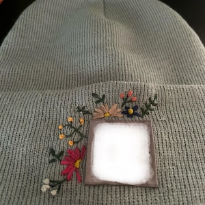 Hand Embroidered Beanie, floral