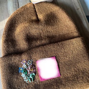floral hand embroidered beanie