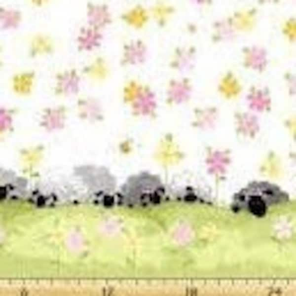 Mama Lamb Fabric, (formerly lil lamb II by Susy Bee, Clothworks, Lal the Lamb Double Border SB20302-520