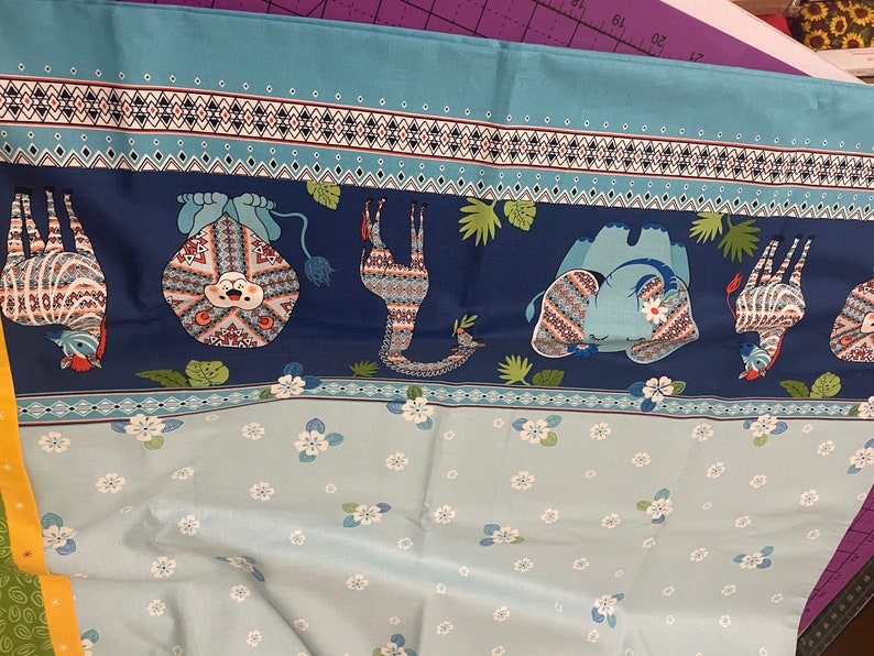 Elephant Pillow case, Elephant, Giraffe, zebra, fun, blue, standard size, cotton, handmade image 2