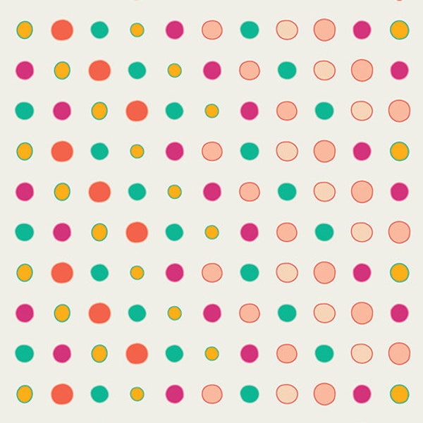 Polka Dot Fabric, Easter Fabric, Fusion, Bonbons Joyful, Dot Fabric, Multi-colored dots on Cream, AGF, Art Gallery Fabric, FUS-J-302