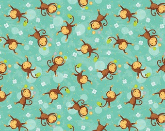 Tossed Monkey's Fabric, Sweet Safari by Victoria Hutto, by Studio e., # 7241