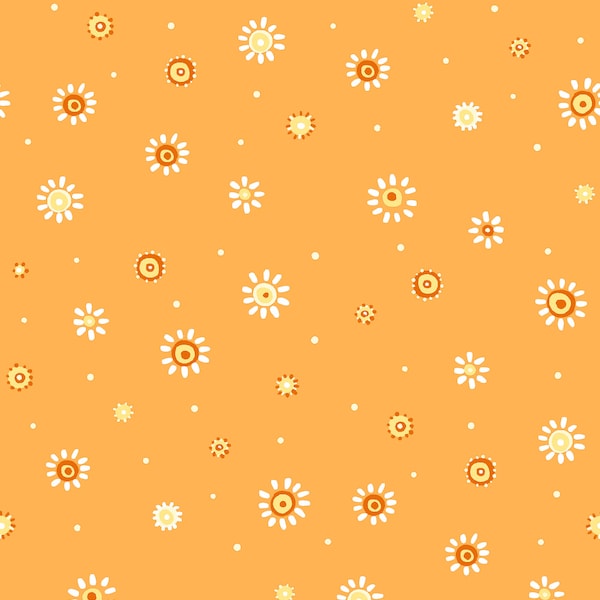 Sunburst Dot Fabric, Sunburst Orange by Susy Bee, Clothworks, Orange with white burst, SB20104-430