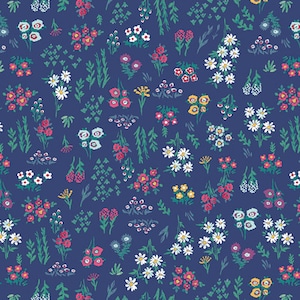Floral Fabric, Blue Fabric, Aquarelle, Floral Pigments Wet, AGF Fabric, Art Gallery Fabric, AQU-66757