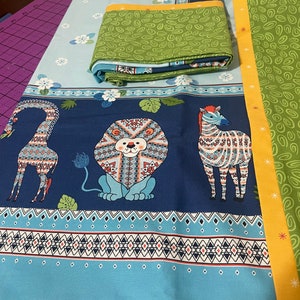 Elephant Pillow case, Elephant, Giraffe, zebra, fun, blue, standard size, cotton, handmade image 1