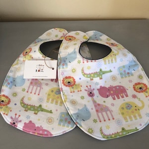 Baby Bib, Zoo Animal Theme, Flannel