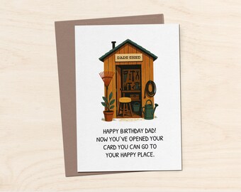 Funny Garden Shed Birthday Card for Dad – Happy Place